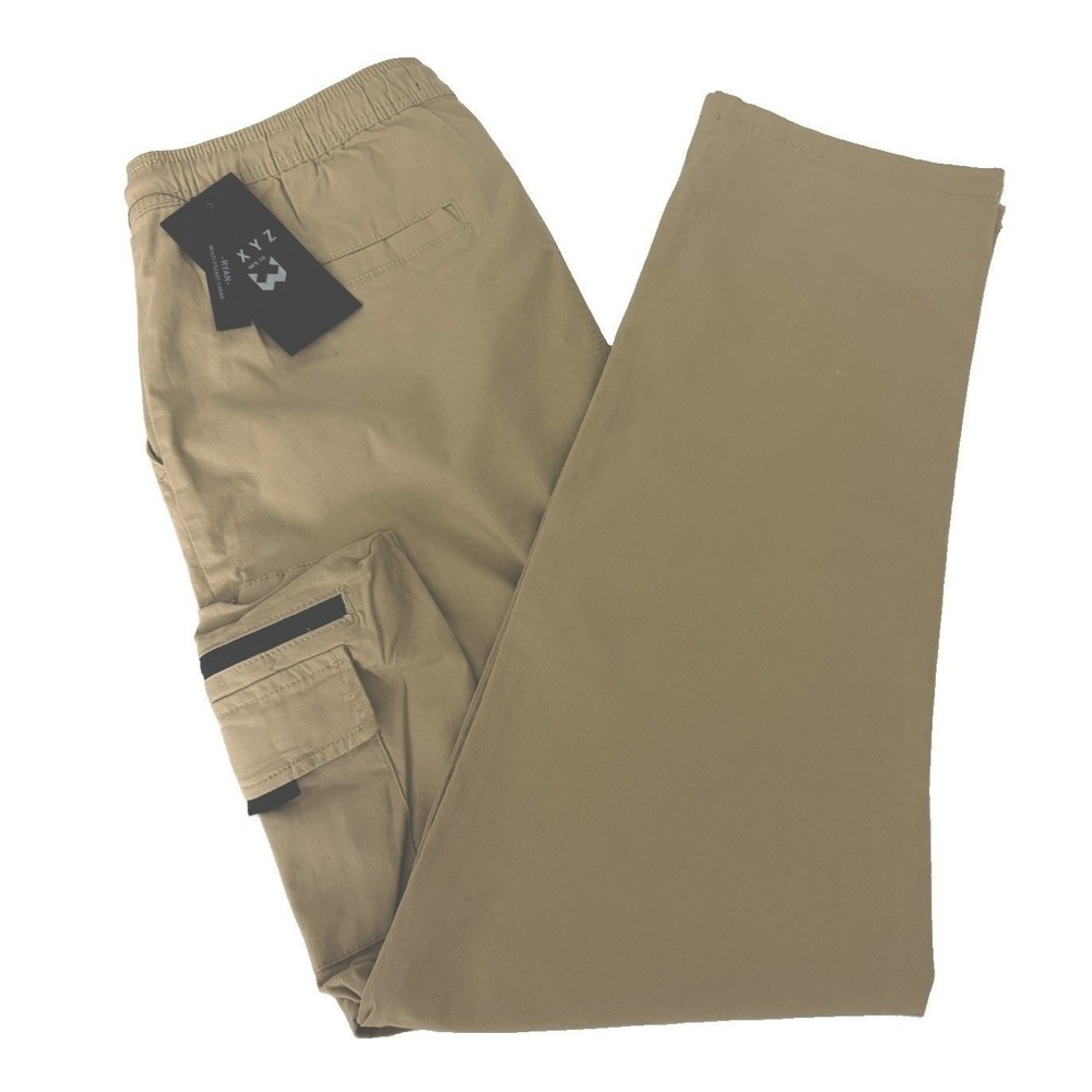 WXYZ Men's Sub Khaki Los Angeles Rayan Tech Twill Multi-Pocket Cargo Pants SZ L